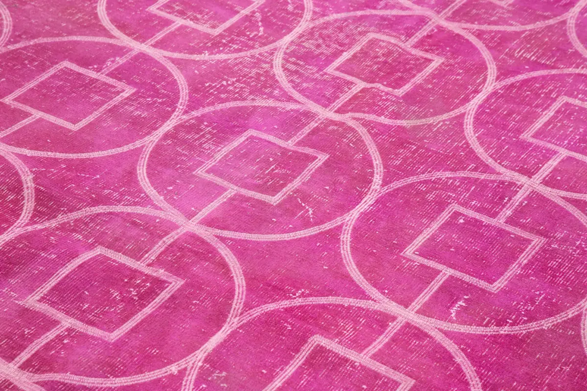 Modern Halı- Pembe Pamuk Üzerine Yün El Dokuma Halı-206x298 - Görsel 5