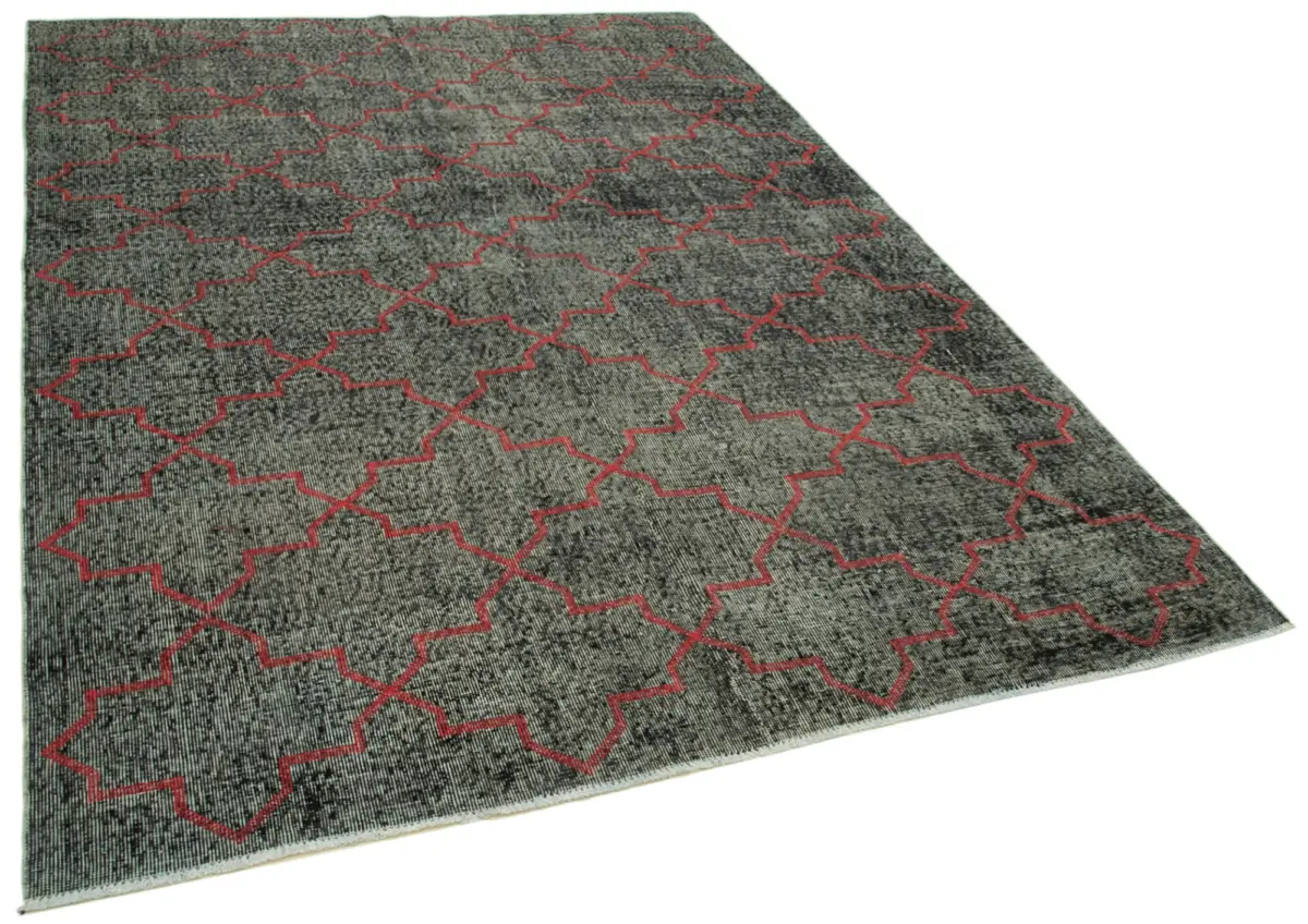 Modern Halı- Siyah Pamuk Üzerine Yün El Dokuma Halı-194x284 - Görsel 2