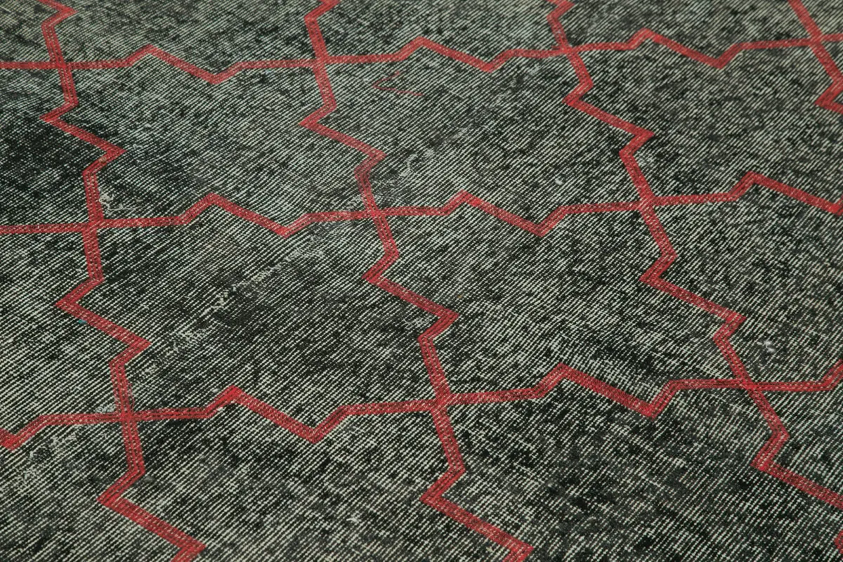 Modern Halı- Siyah Pamuk Üzerine Yün El Dokuma Halı-194x284 - Görsel 5