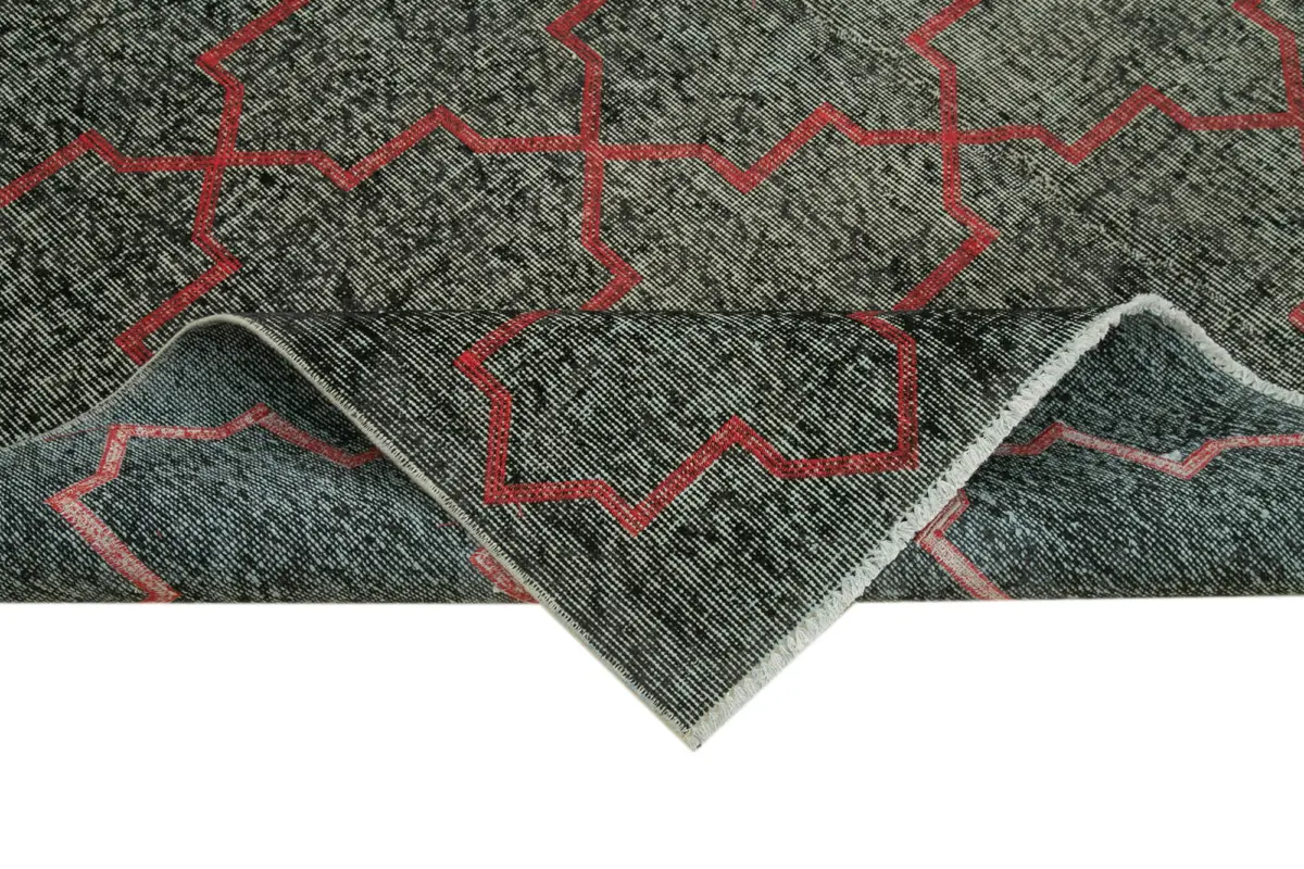 Modern Halı- Siyah Pamuk Üzerine Yün El Dokuma Halı-194x284 - Görsel 6