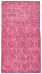 Modern Halı- Pembe Pamuk Üzerine Yün El Dokuma Halı-113x203