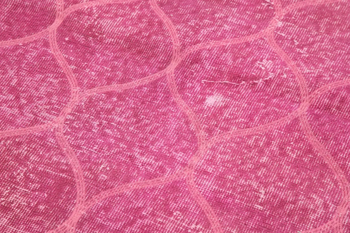 Modern Halı- Pembe Pamuk Üzerine Yün El Dokuma Halı-113x203 - Görsel 5