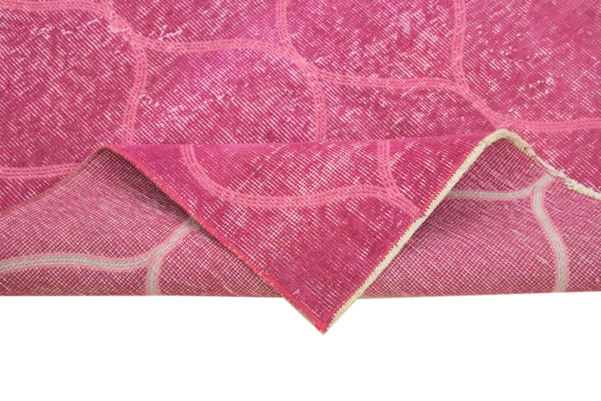 Modern Halı- Pembe Pamuk Üzerine Yün El Dokuma Halı-113x203 - Görsel 6