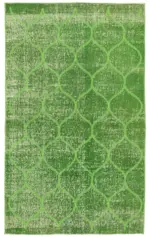 Modern Halı- Yeşil Pamuk Üzerine Yün El Dokuma Halı-118x191