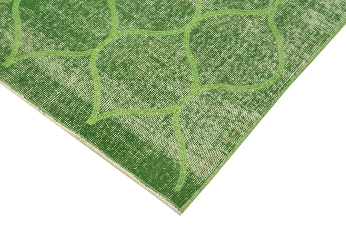 Modern Halı- Yeşil Pamuk Üzerine Yün El Dokuma Halı-118x191 - Görsel 4