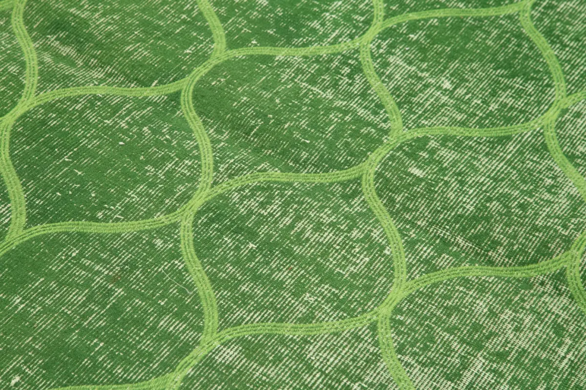 Modern Halı- Yeşil Pamuk Üzerine Yün El Dokuma Halı-118x191 - Görsel 5