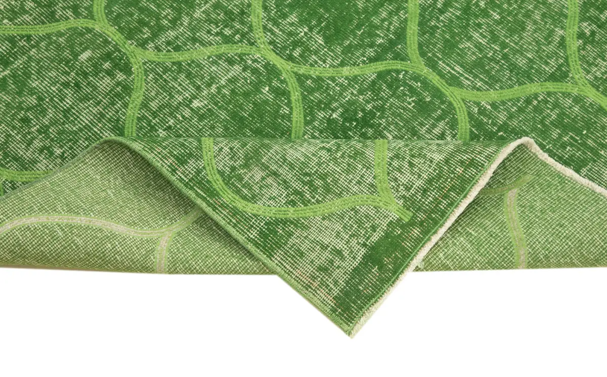 Modern Halı- Yeşil Pamuk Üzerine Yün El Dokuma Halı-118x191 - Görsel 6