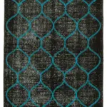 Modern Halı- Siyah Pamuk Üzerine Yün El Dokuma Halı-112x191