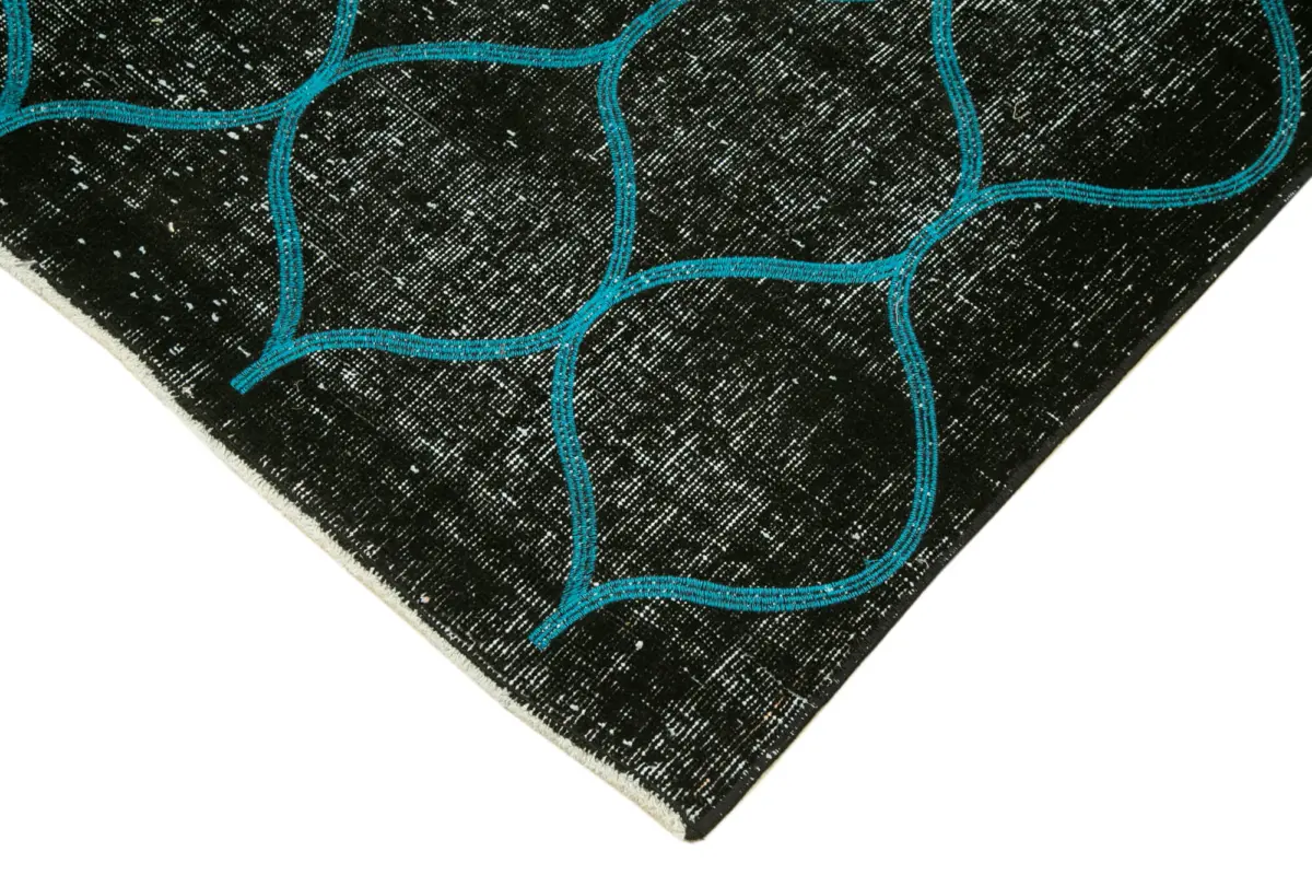 Modern Halı- Siyah Pamuk Üzerine Yün El Dokuma Halı-112x191 - Görsel 4