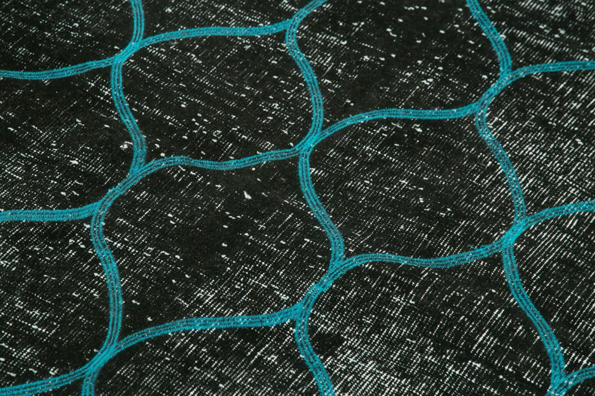 Modern Halı- Siyah Pamuk Üzerine Yün El Dokuma Halı-112x191 - Görsel 5