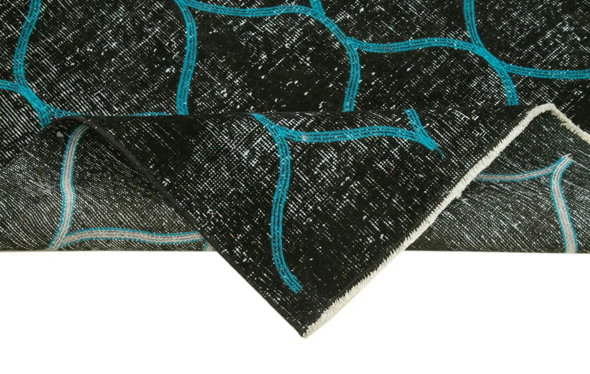 Modern Halı- Siyah Pamuk Üzerine Yün El Dokuma Halı-112x191 - Görsel 6