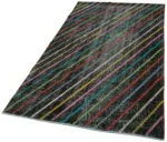 Modern Halı- Siyah Pamuk Üzerine Yün El Dokuma Halı-115x205 - Görsel 3