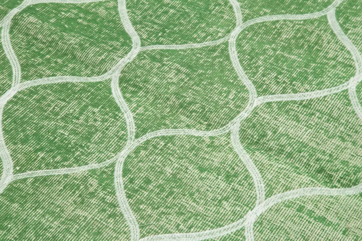 Modern Halı- Yeşil Pamuk Üzerine Yün El Dokuma Halı-117x193 - Görsel 5