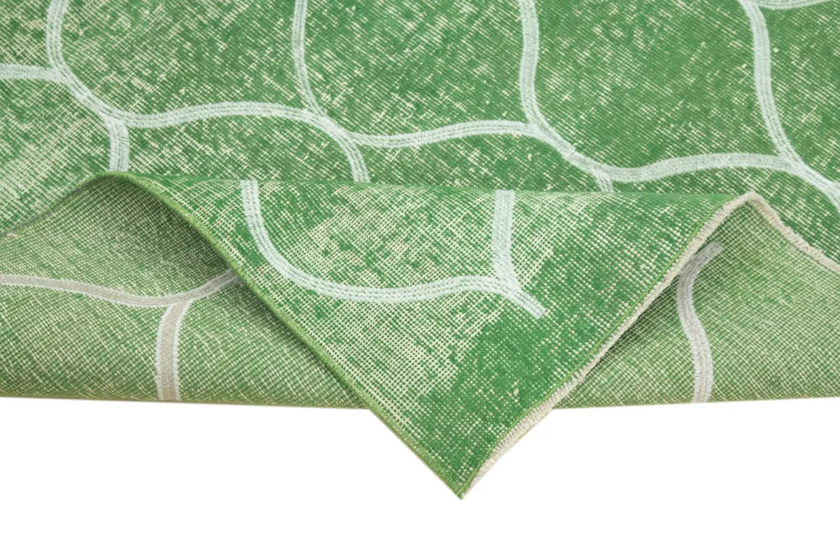 Modern Halı- Yeşil Pamuk Üzerine Yün El Dokuma Halı-117x193 - Görsel 6