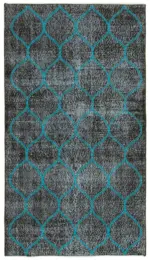 Modern Halı- Siyah Pamuk Üzerine Yün El Dokuma Halı-113x197