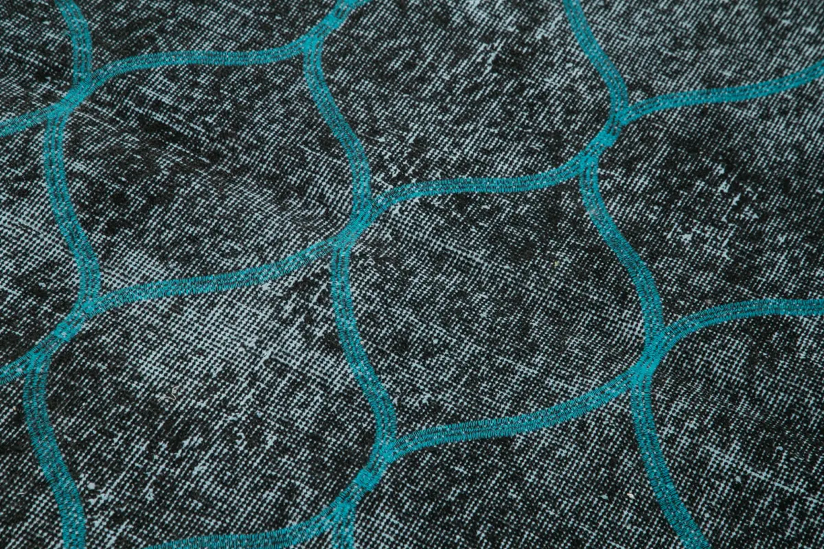 Modern Halı- Siyah Pamuk Üzerine Yün El Dokuma Halı-113x197 - Görsel 5