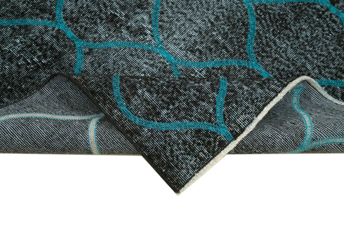 Modern Halı- Siyah Pamuk Üzerine Yün El Dokuma Halı-113x197 - Görsel 6