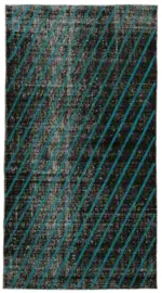 Modern Halı- Siyah Pamuk Üzerine Yün El Dokuma Halı-103x193