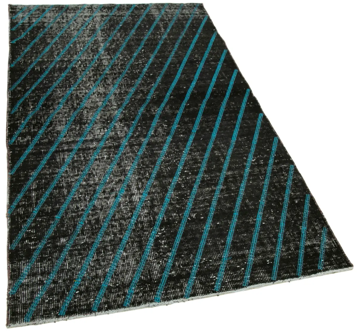 Modern Halı- Siyah Pamuk Üzerine Yün El Dokuma Halı-103x193 - Görsel 2