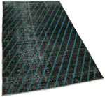 Modern Halı- Siyah Pamuk Üzerine Yün El Dokuma Halı-103x193 - Görsel 2