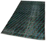 Modern Halı- Siyah Pamuk Üzerine Yün El Dokuma Halı-103x193 - Görsel 3