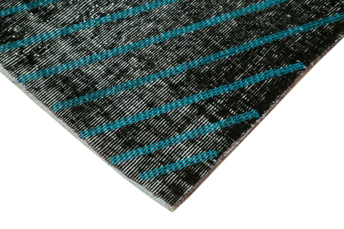 Modern Halı- Siyah Pamuk Üzerine Yün El Dokuma Halı-103x193 - Görsel 4