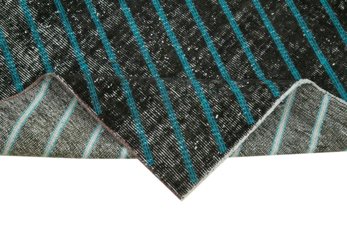 Modern Halı- Siyah Pamuk Üzerine Yün El Dokuma Halı-103x193 - Görsel 6