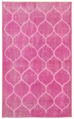 Modern Halı- Pembe Pamuk Üzerine Yün El Dokuma Halı-112x194