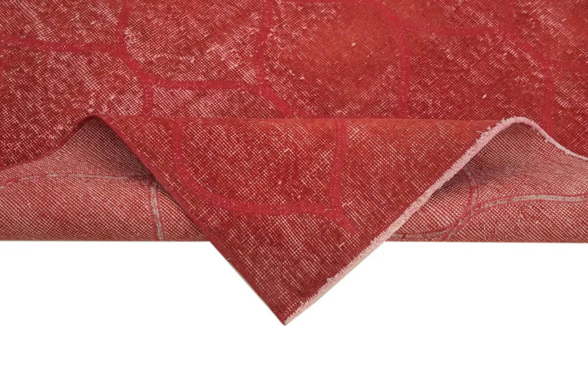 Modern Halı- Kırmızı Pamuk Üzerine Yün El Dokuma Halı-111x203 - Görsel 6