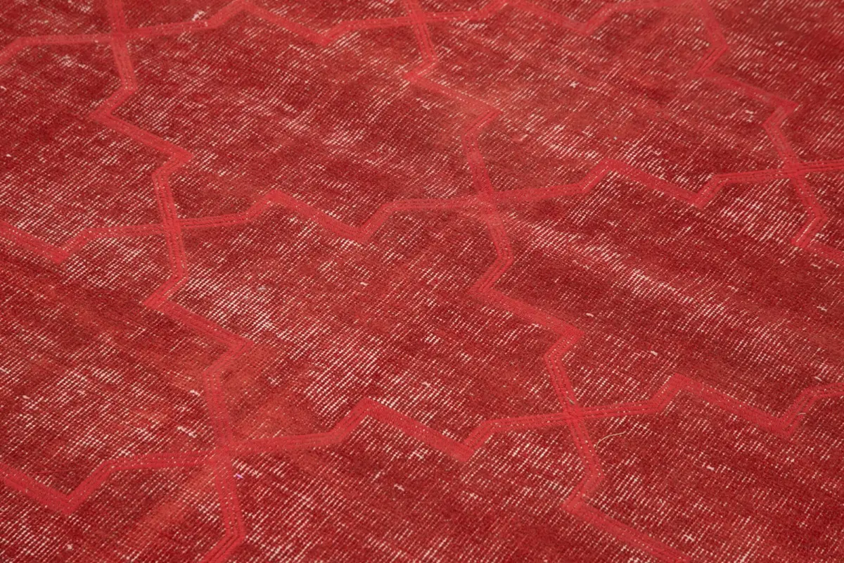 Modern Halı- Kırmızı Pamuk Üzerine Yün El Dokuma Halı-136x237 - Görsel 5