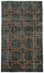 Modern Halı- Siyah Pamuk Üzerine Yün El Dokuma Halı-130x224