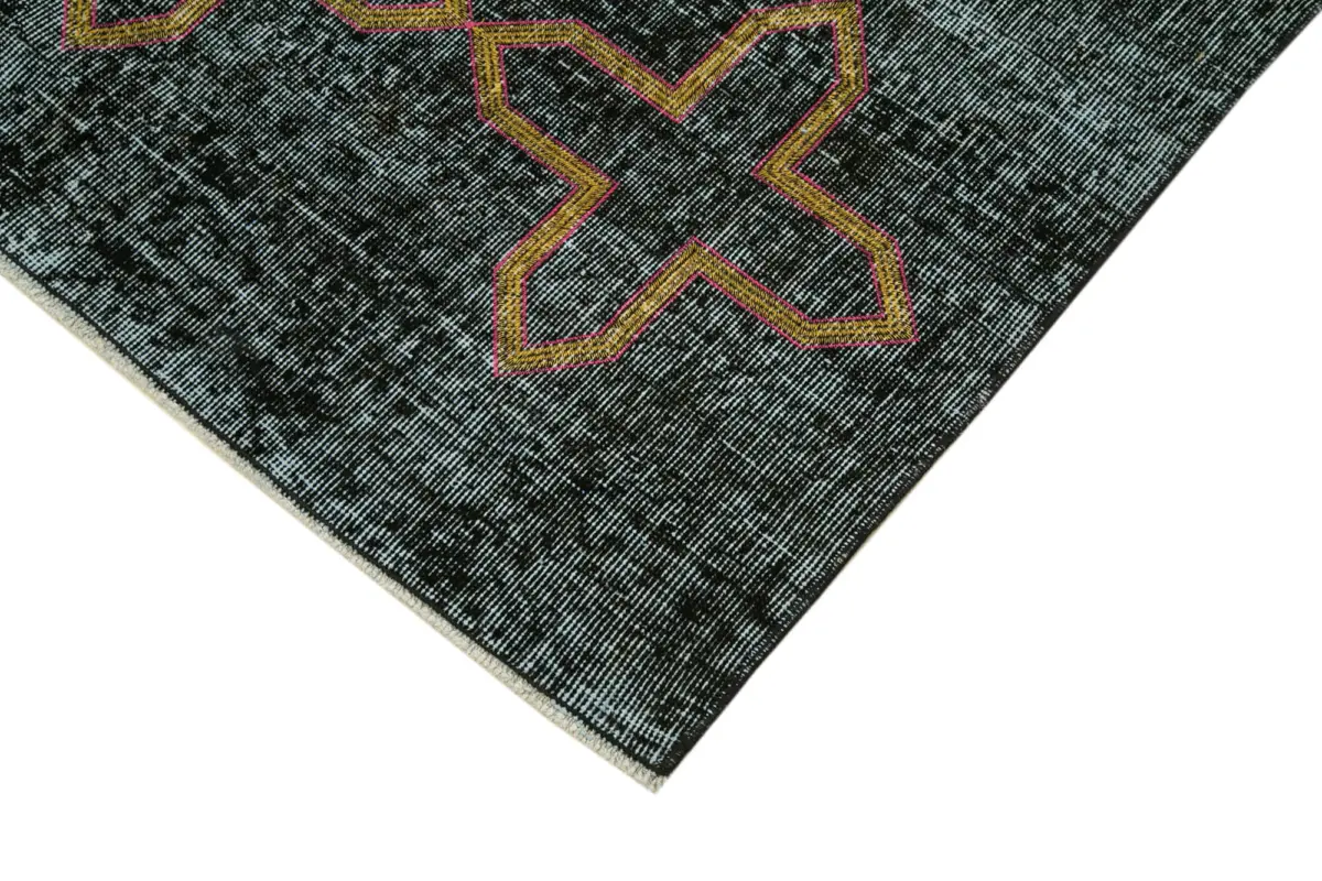 Modern Halı- Siyah Pamuk Üzerine Yün El Dokuma Halı-130x224 - Görsel 4