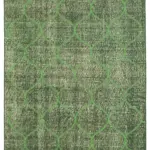 Modern Halı- Yeşil Pamuk Üzerine Yün El Dokuma Halı-128x216