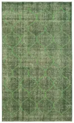 Modern Halı- Yeşil Pamuk Üzerine Yün El Dokuma Halı-128x216