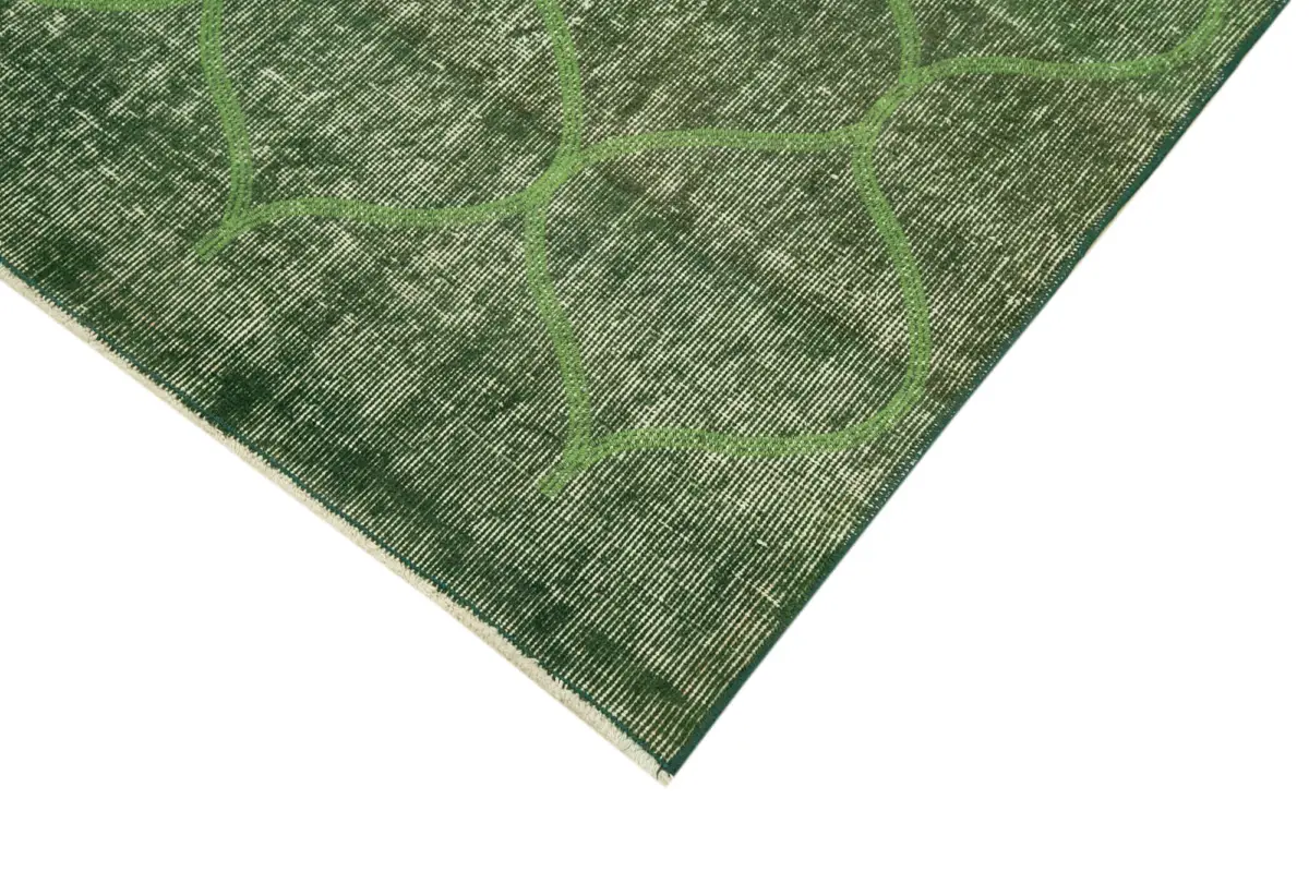 Modern Halı- Yeşil Pamuk Üzerine Yün El Dokuma Halı-128x216 - Görsel 4