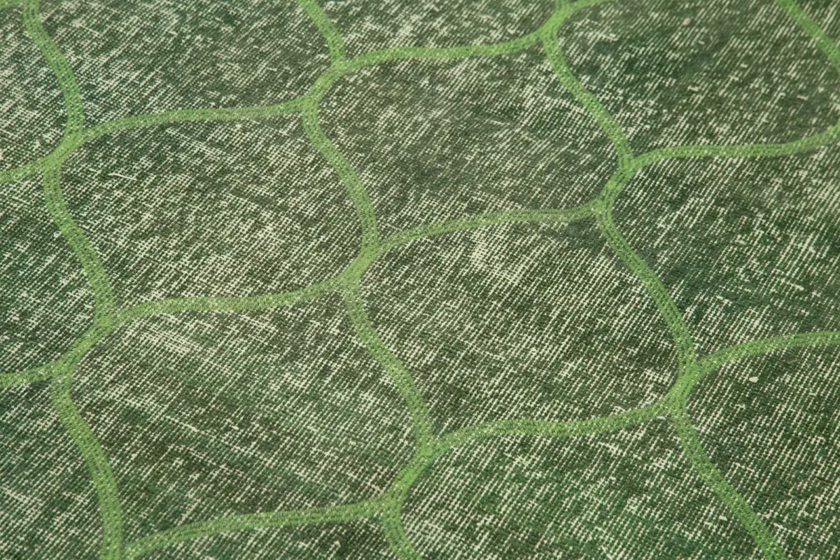 Modern Halı- Yeşil Pamuk Üzerine Yün El Dokuma Halı-128x216 - Görsel 5