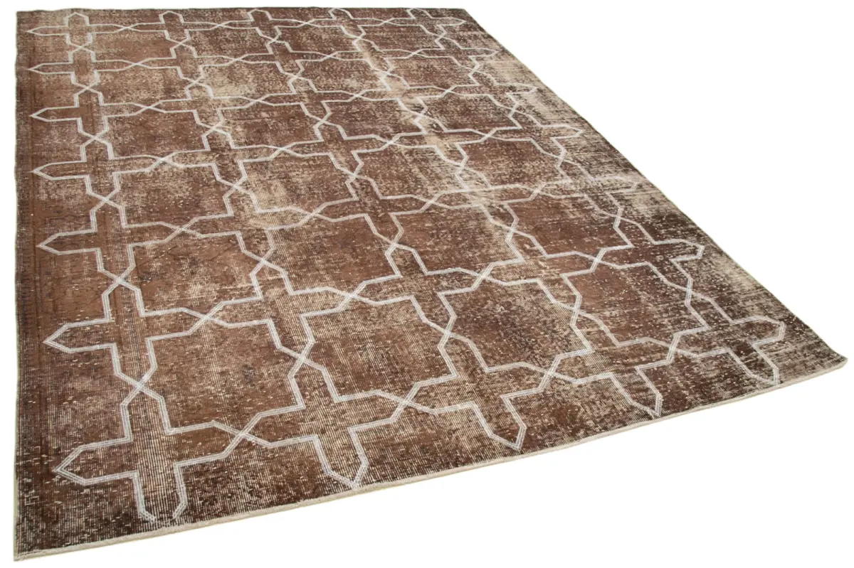 Modern Halı- Kahverengi Pamuk Üzerine Yün El Dokuma Halı-205x282 - Görsel 2