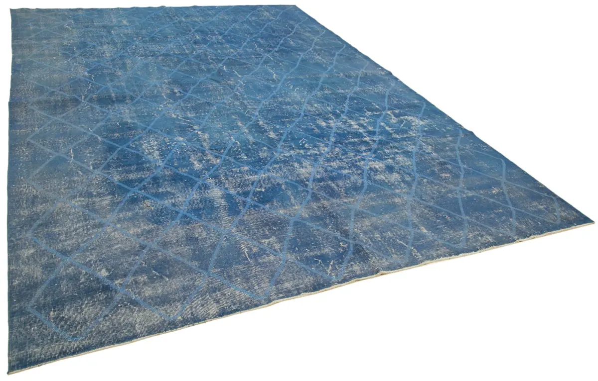 Modern Halı- Mavi Pamuk Üzerine Yün El Dokuma Halı-267x381 - Görsel 2