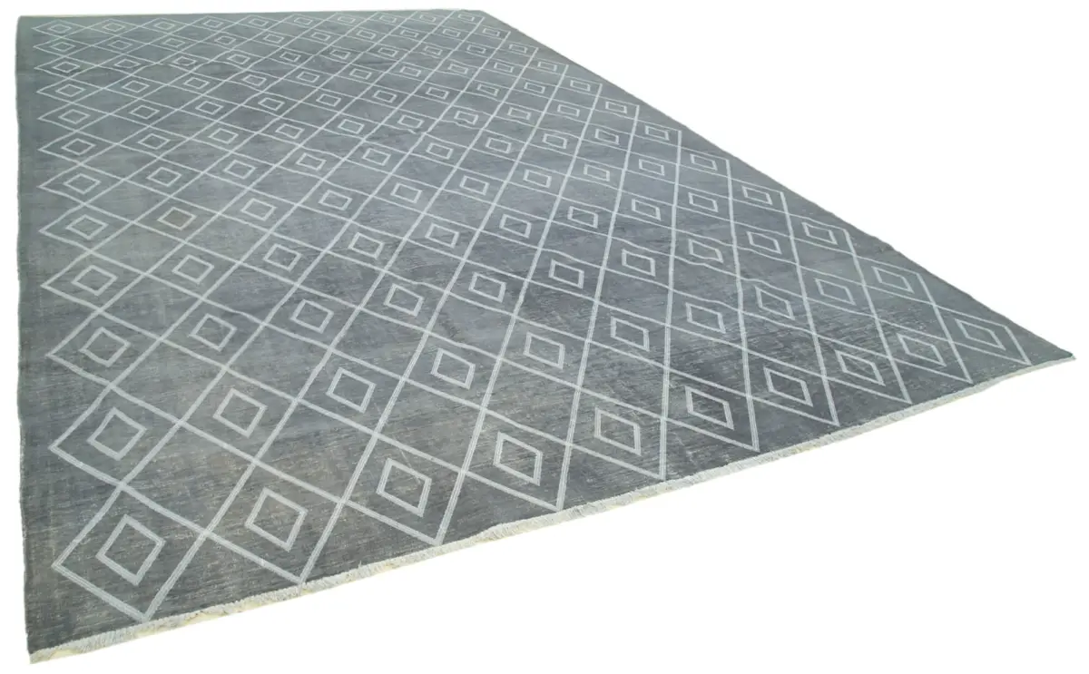 Modern Halı- Gri Pamuk Üzerine Yün El Dokuma Halı-302x484 - Görsel 2