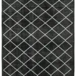 Modern Halı- Siyah Pamuk Üzerine Yün El Dokuma Halı-256x387