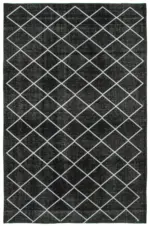 Modern Halı- Siyah Pamuk Üzerine Yün El Dokuma Halı-256x387