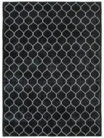 Modern Halı- Siyah Pamuk Üzerine Yün El Dokuma Halı-301x398