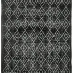 Modern Halı- Siyah Pamuk Üzerine Yün El Dokuma Halı-240x299