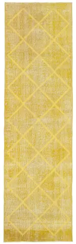 Modern Halı- Sarı Pamuk Üzerine Yün El Dokuma Halı-085x293