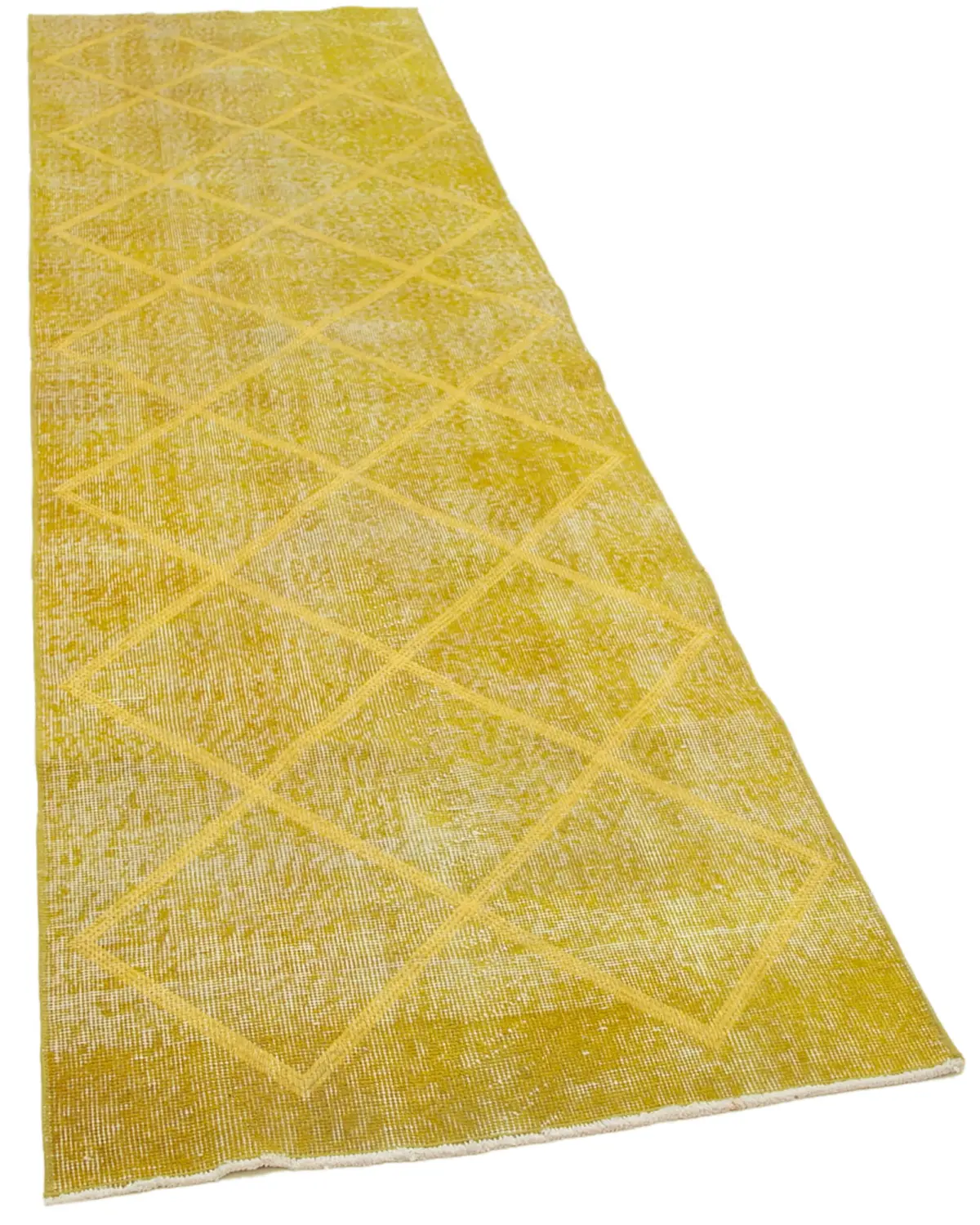 Modern Halı- Sarı Pamuk Üzerine Yün El Dokuma Halı-085x293 - Görsel 2