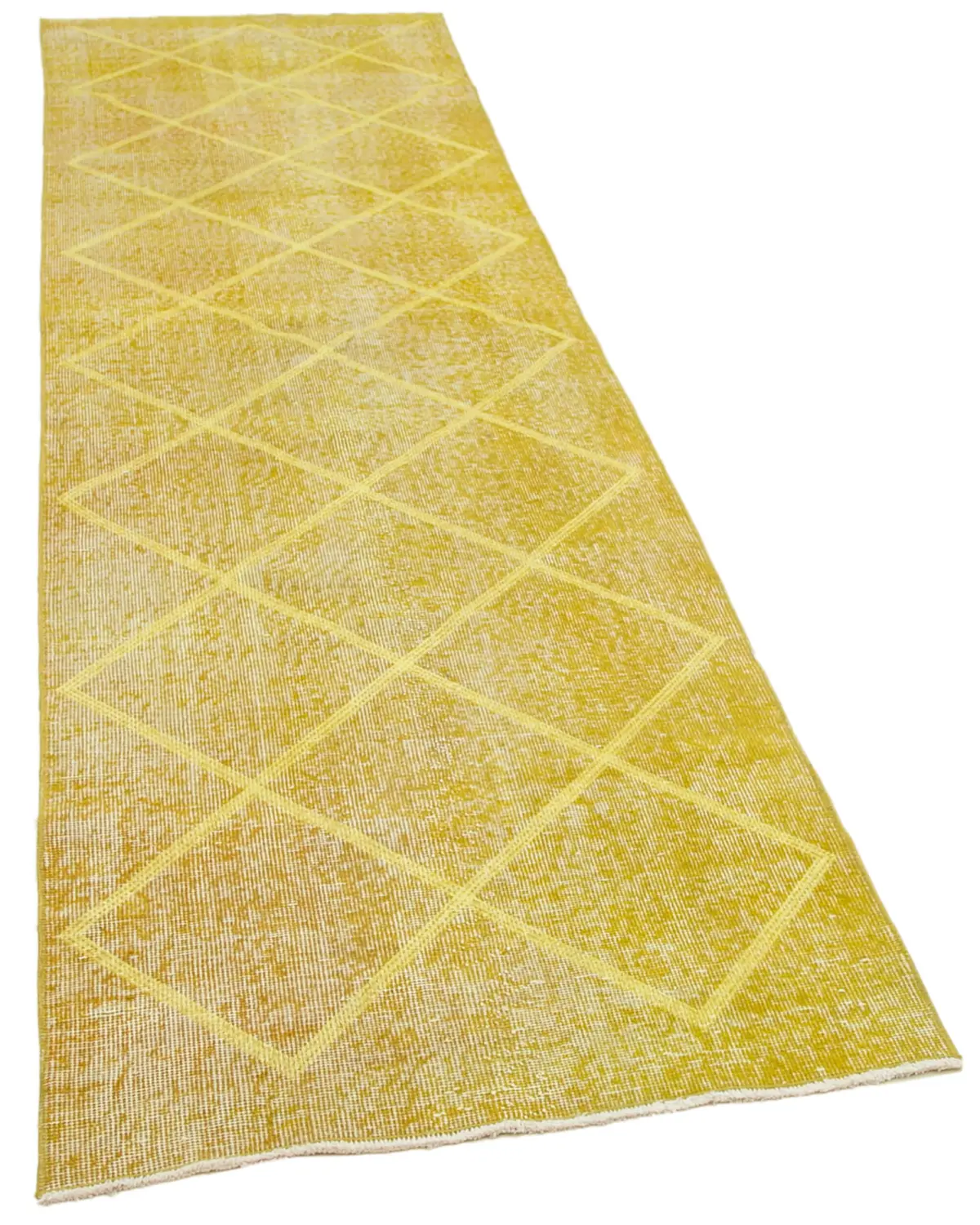 Modern Halı- Sarı Pamuk Üzerine Yün El Dokuma Halı-090x316 - Görsel 2