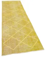 Modern Halı- Sarı Pamuk Üzerine Yün El Dokuma Halı-090x316 - Görsel 2