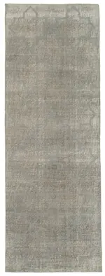 Modern Halı- Gri Pamuk Üzerine Yün El Dokuma Halı-083x242