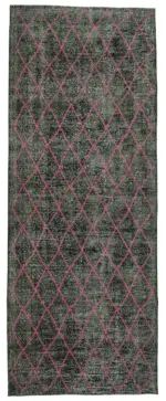 Modern Halı- Siyah Pamuk Üzerine Yün El Dokuma Halı-145x384