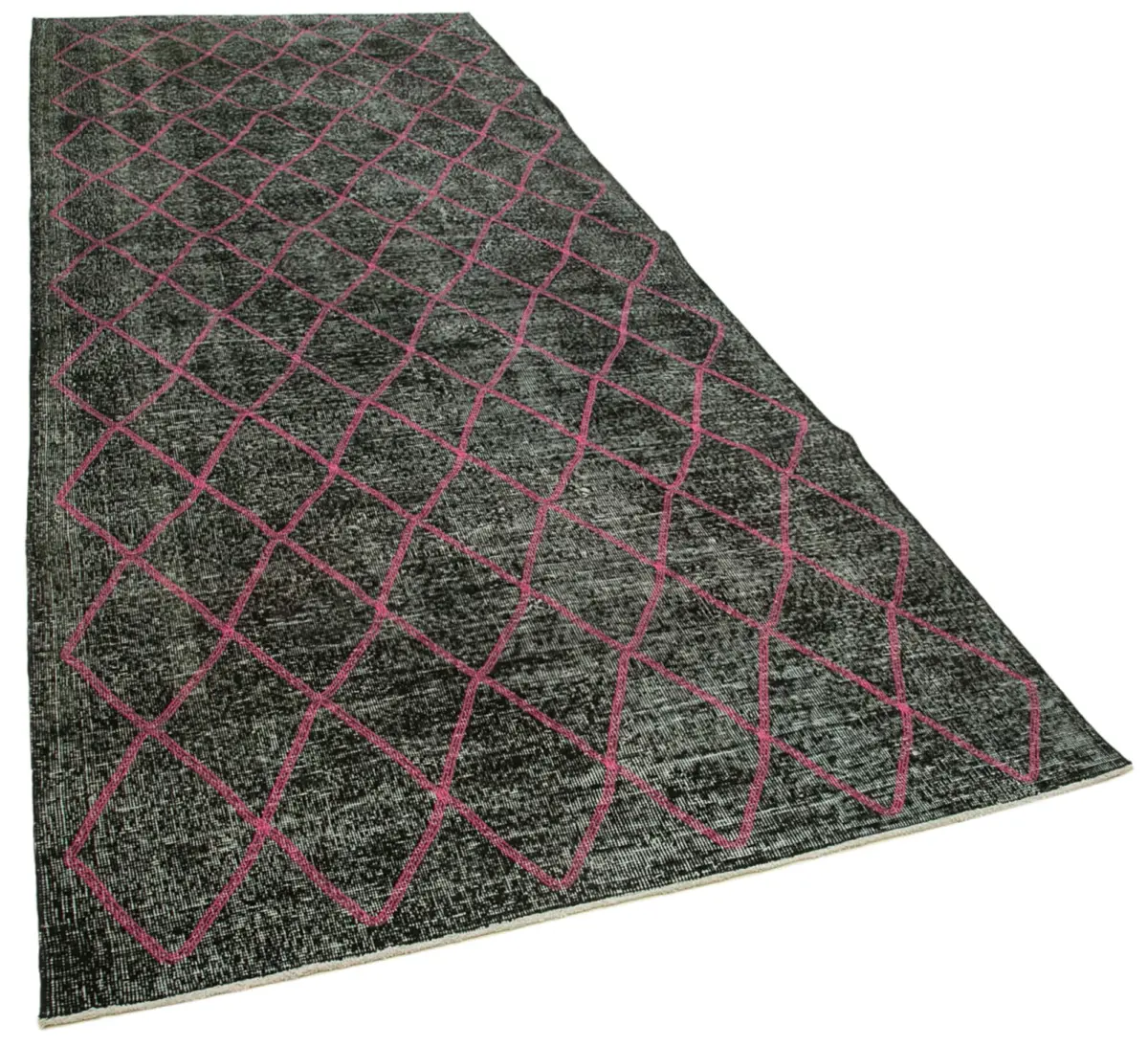 Modern Halı- Siyah Pamuk Üzerine Yün El Dokuma Halı-145x384 - Görsel 2